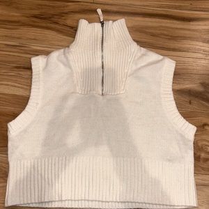 White Sleeveless Knit Sweater Vest